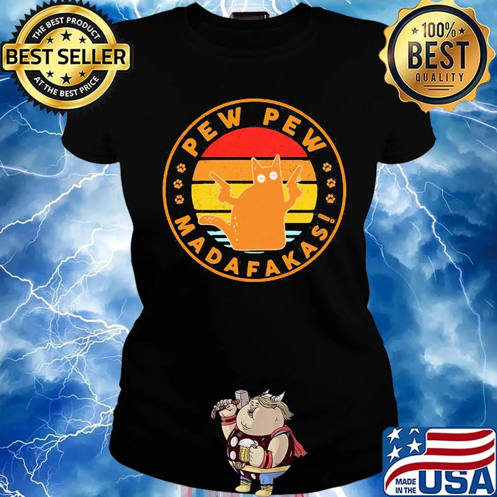 Paw cat pew pew madafakas vintage retro s Ladies tee