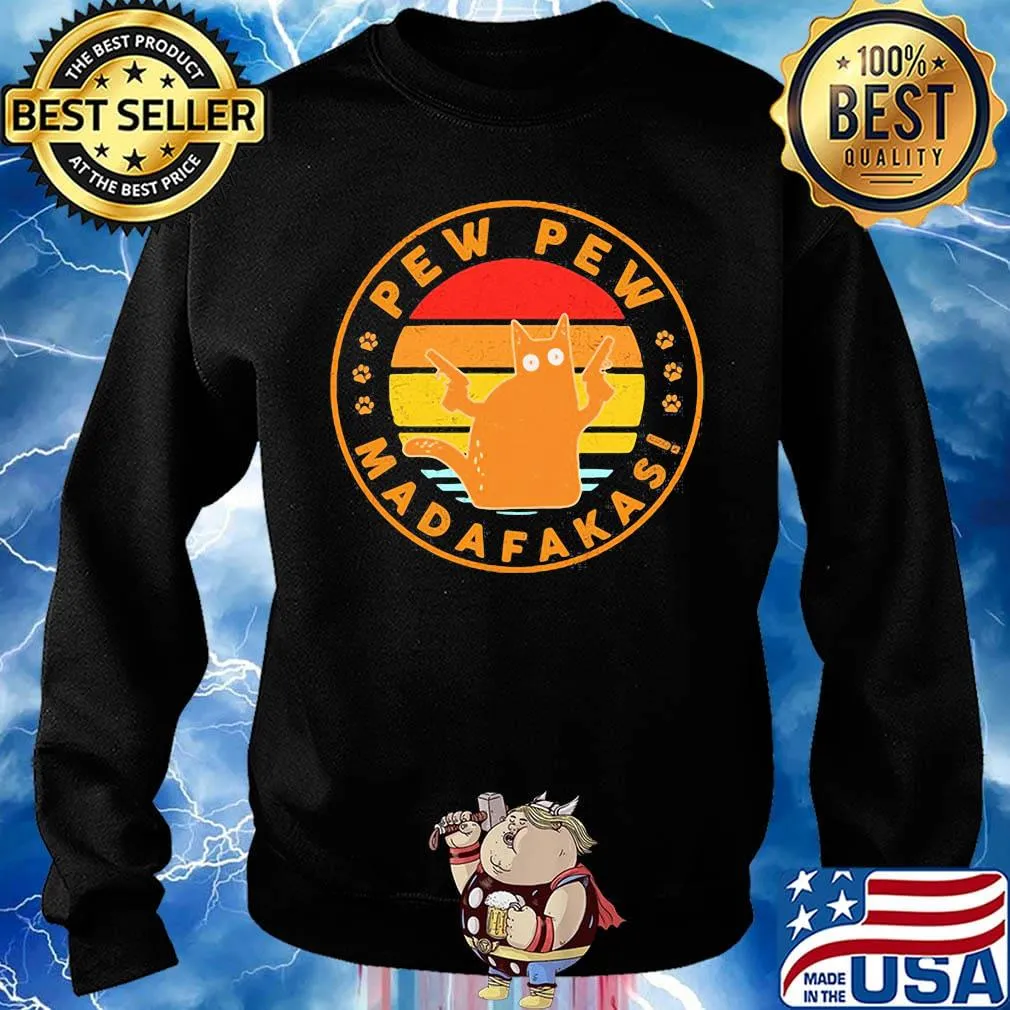 Paw cat pew pew madafakas vintage retro s Sweater