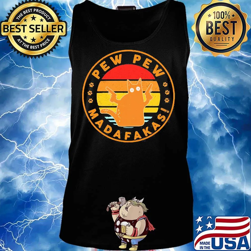 Paw cat pew pew madafakas vintage retro s Tank top
