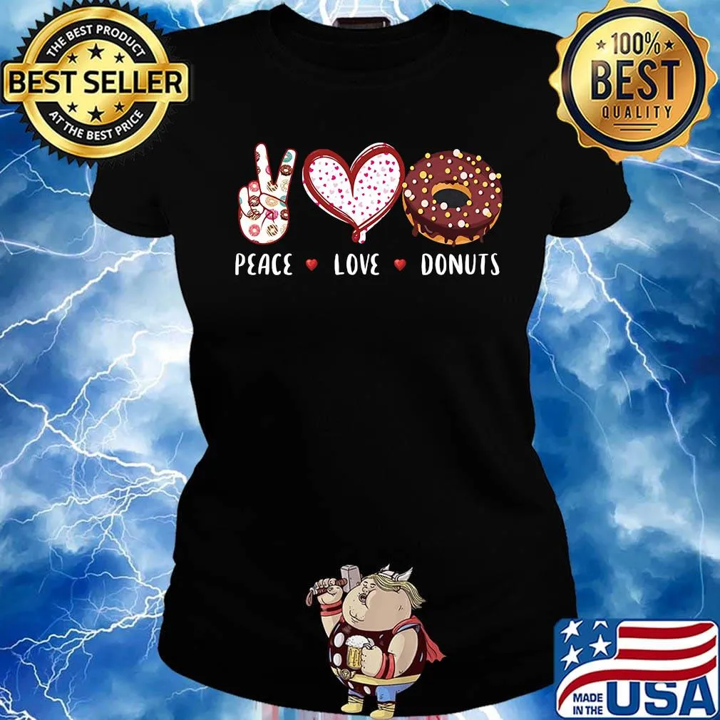 Peace love donuts hearts s Ladies tee