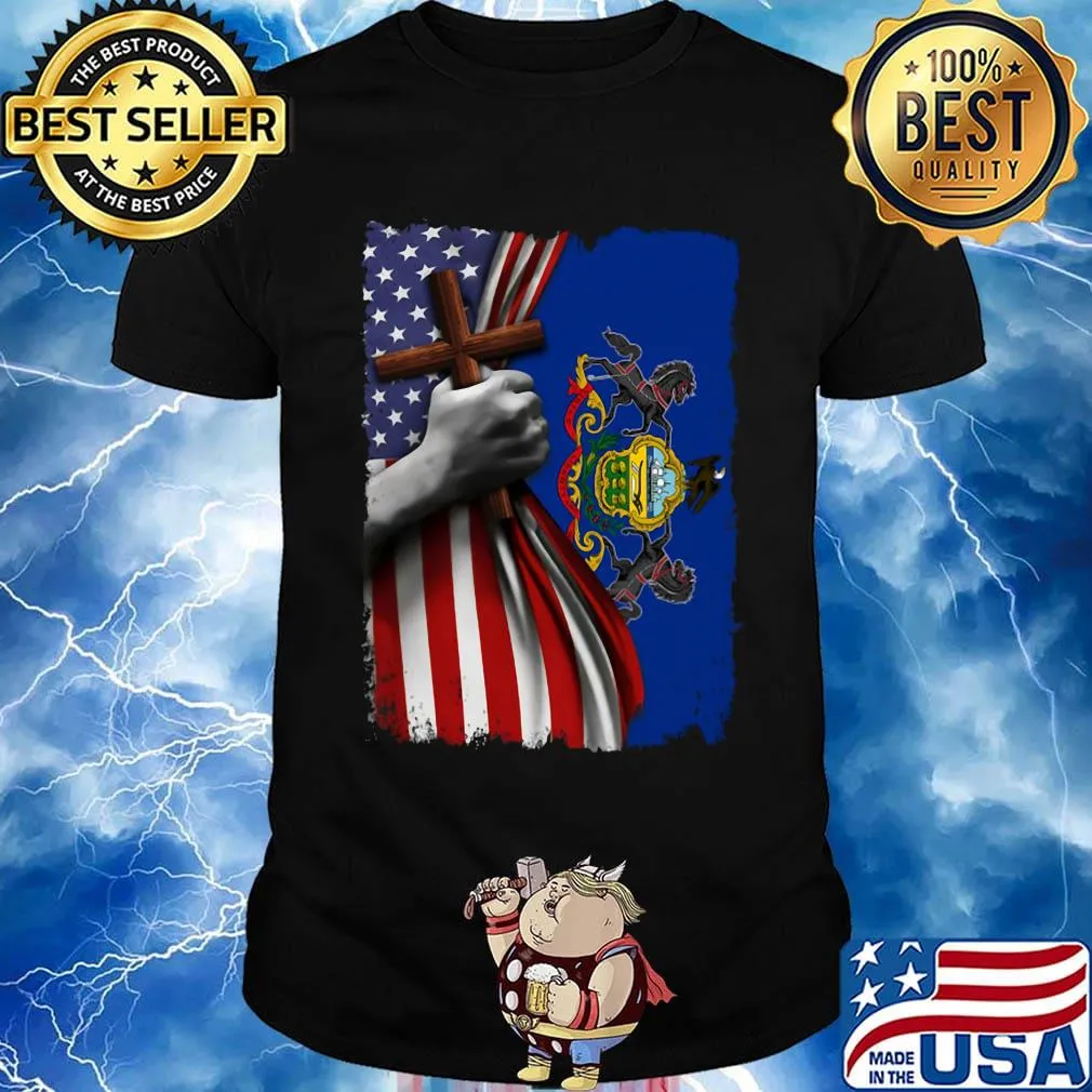 Pennsylvania american flag cross happy independence day shirt