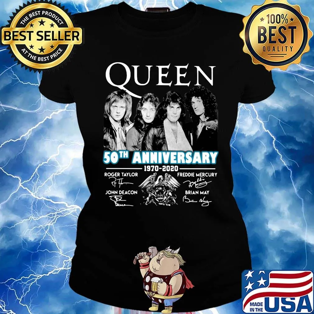 Queen 50th anniversary 1970 2020 members signatures s Ladies tee