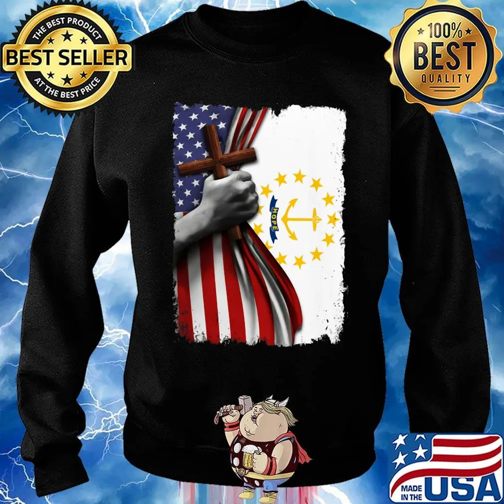 Rhode island american flag cross happy independence day s Sweater