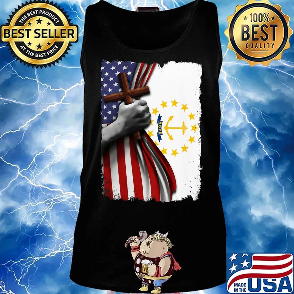 Rhode island american flag cross happy independence day s Tank top