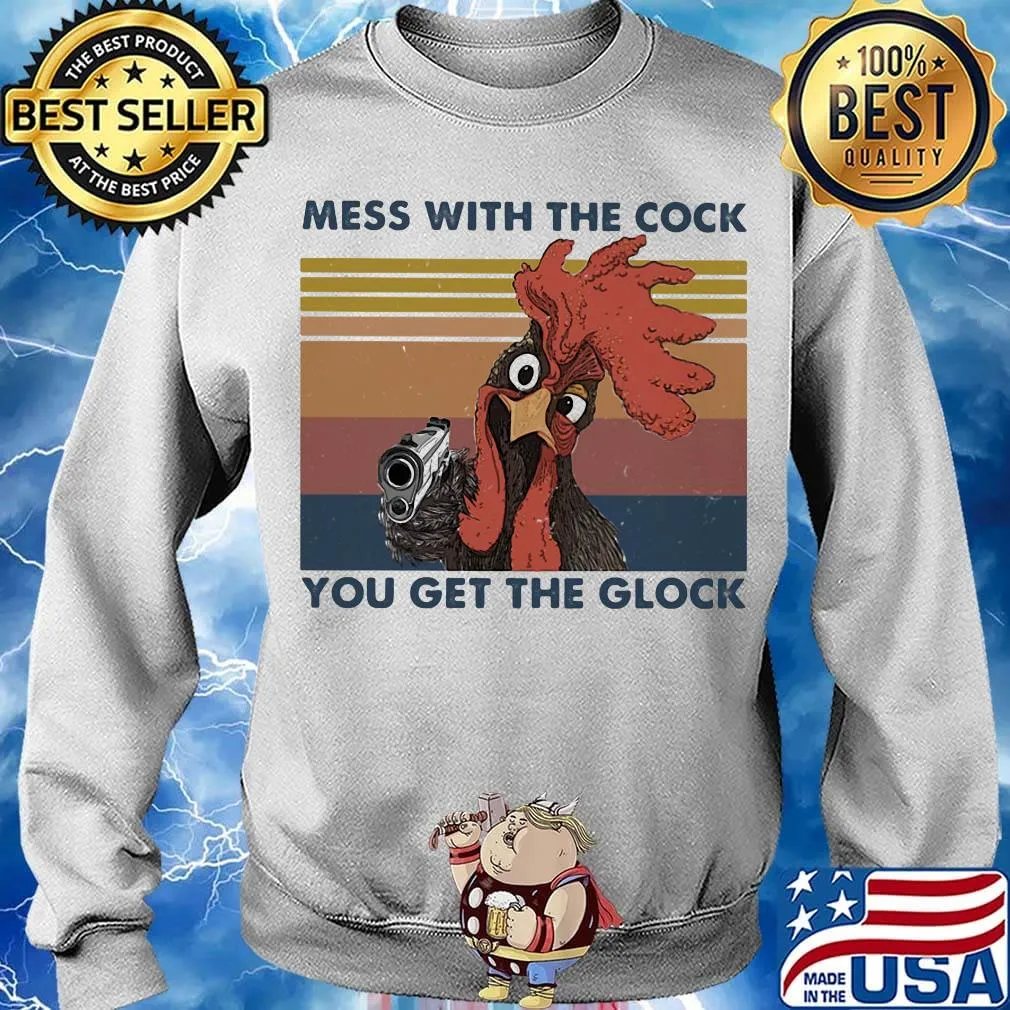 Rooster mess with the cock you get the glock vintage retro s Sweater