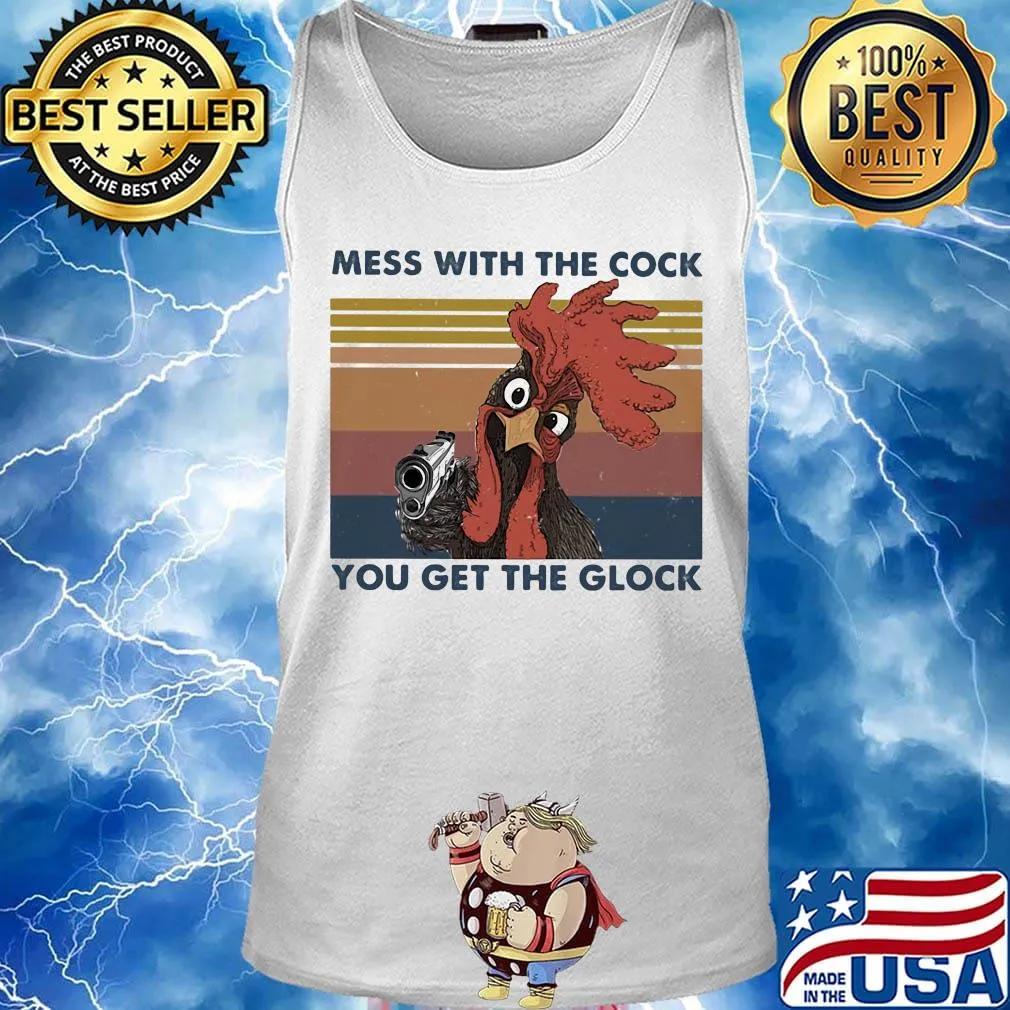 Rooster mess with the cock you get the glock vintage retro s Tank top