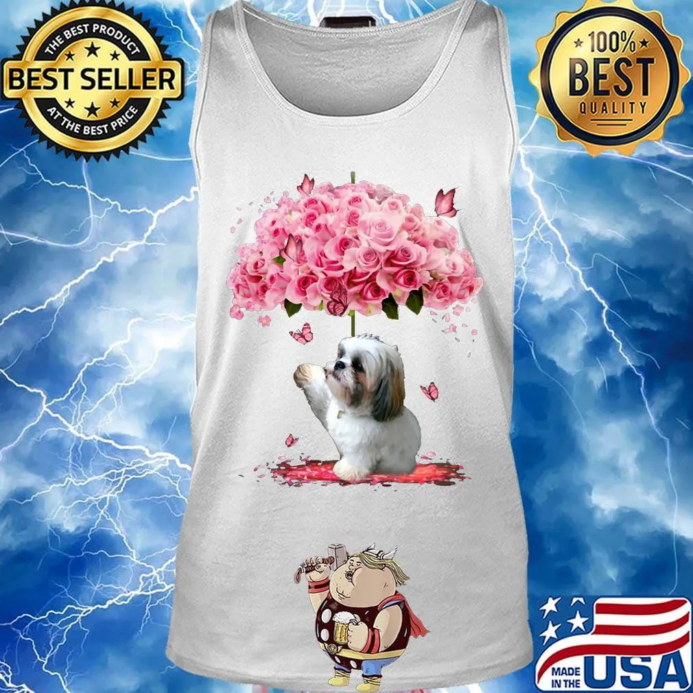 Shih Tzu roses flowers butterfly s Tank top