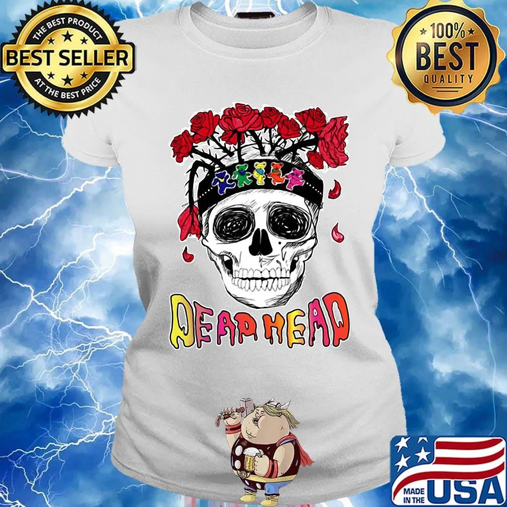 Skull grateful dead head bears rose s Ladies tee