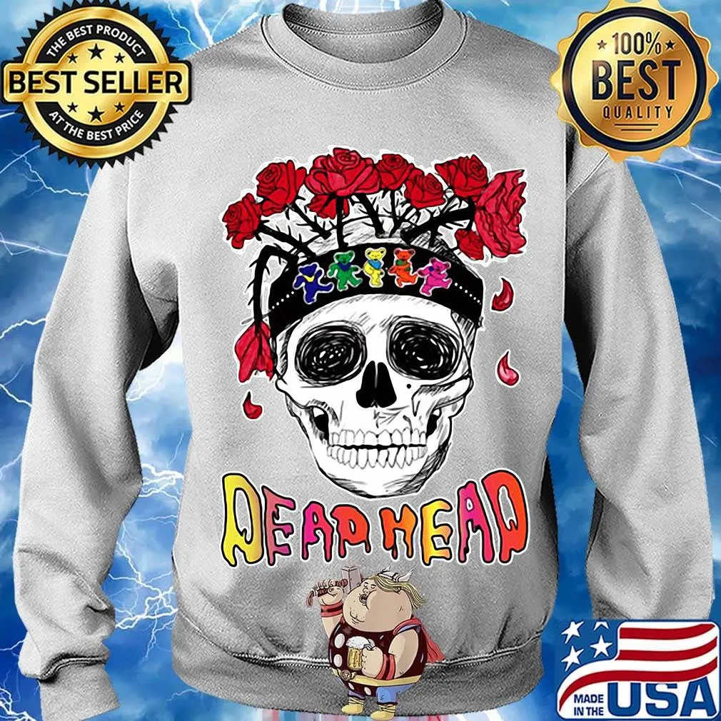 Skull grateful dead head bears rose s Sweater
