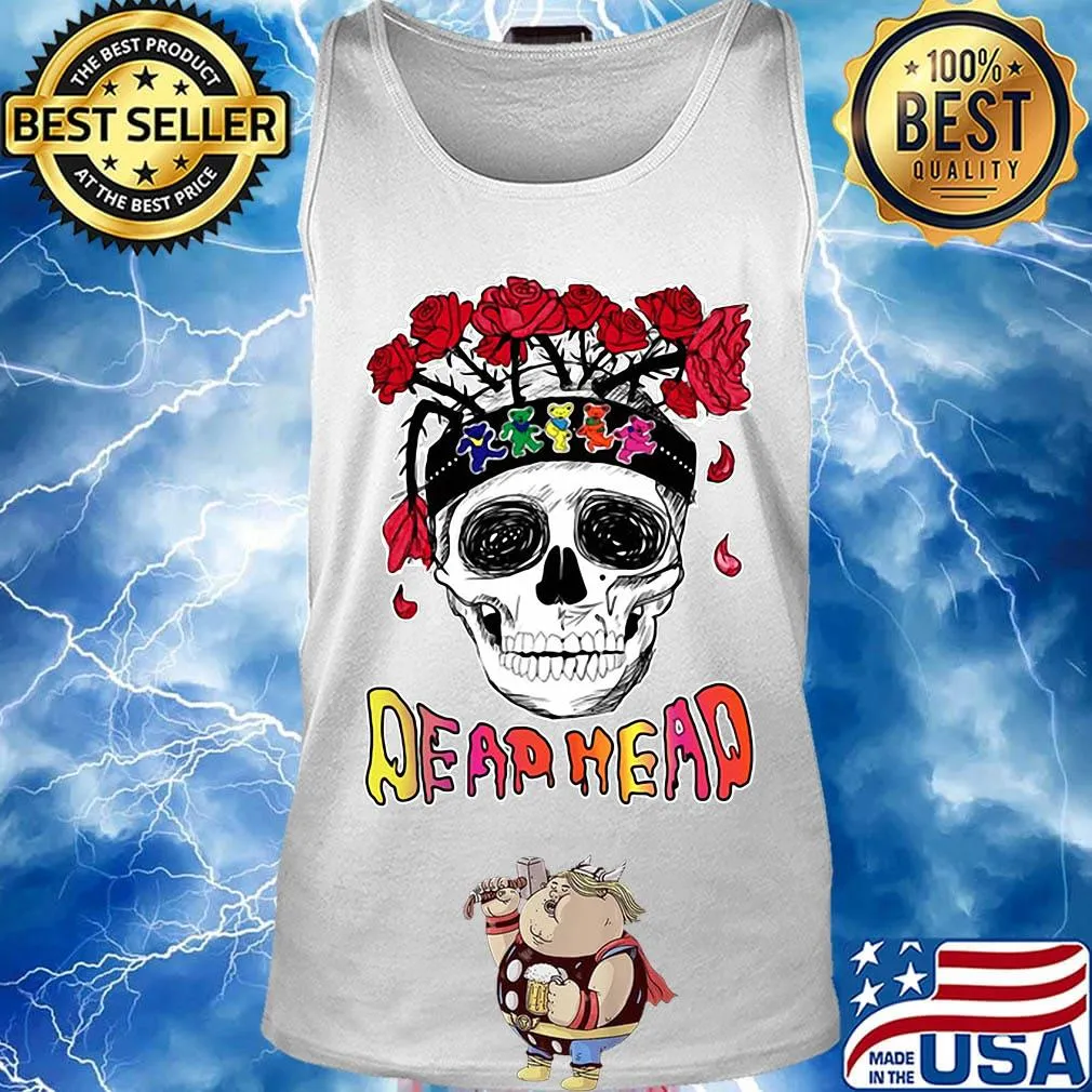 Skull grateful dead head bears rose s Tank top