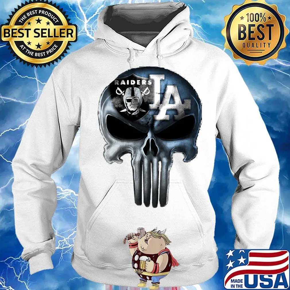 Skull los angeles raiders and los angeles dodgers s Hoodie