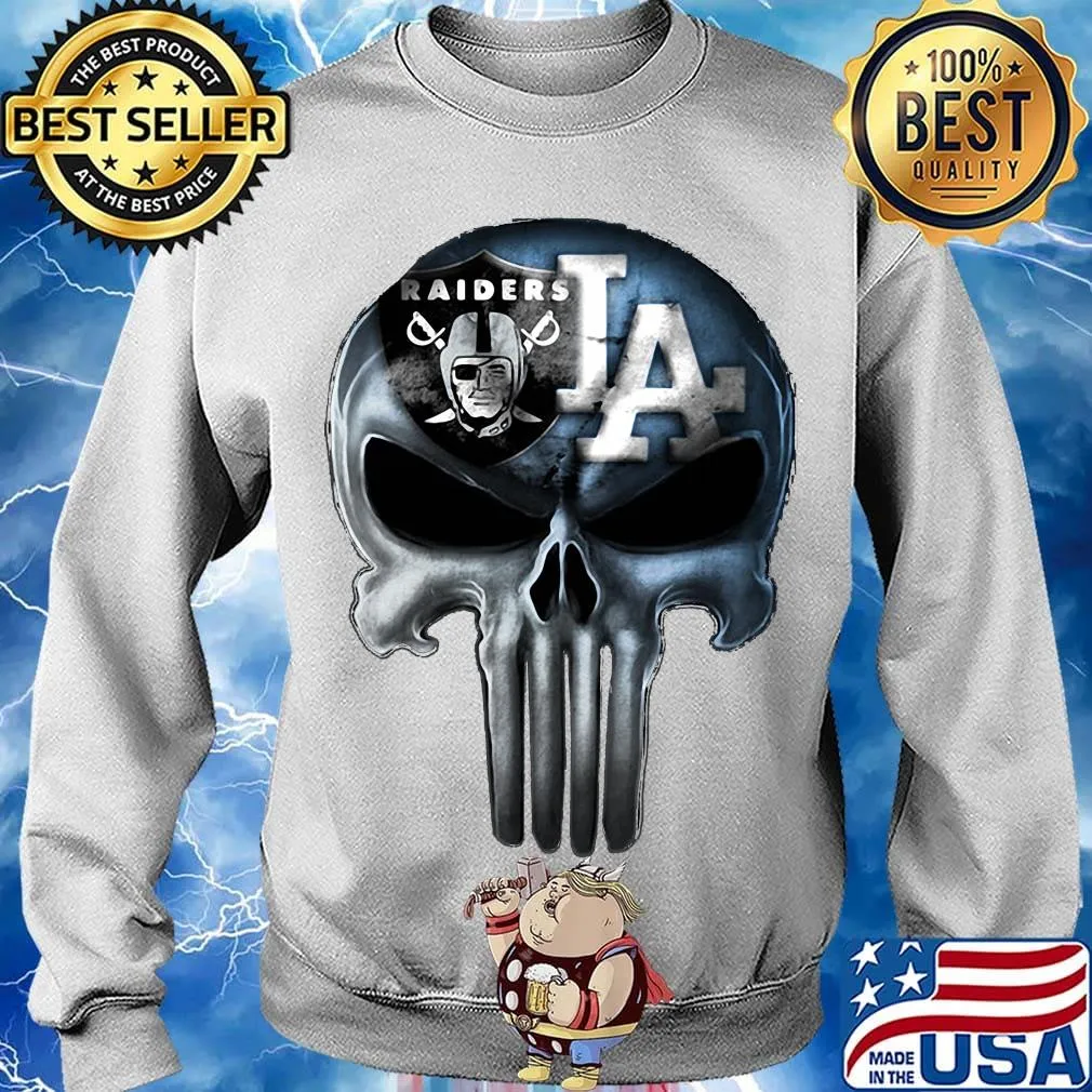 Skull los angeles raiders and los angeles dodgers s Sweater