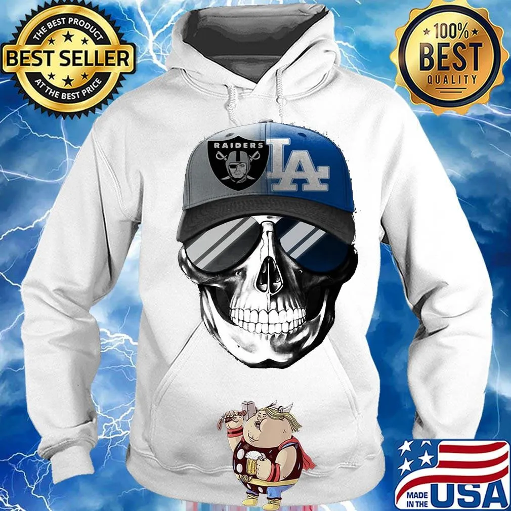 Skull smiling los angeles raiders and los angeles dodgers s Hoodie