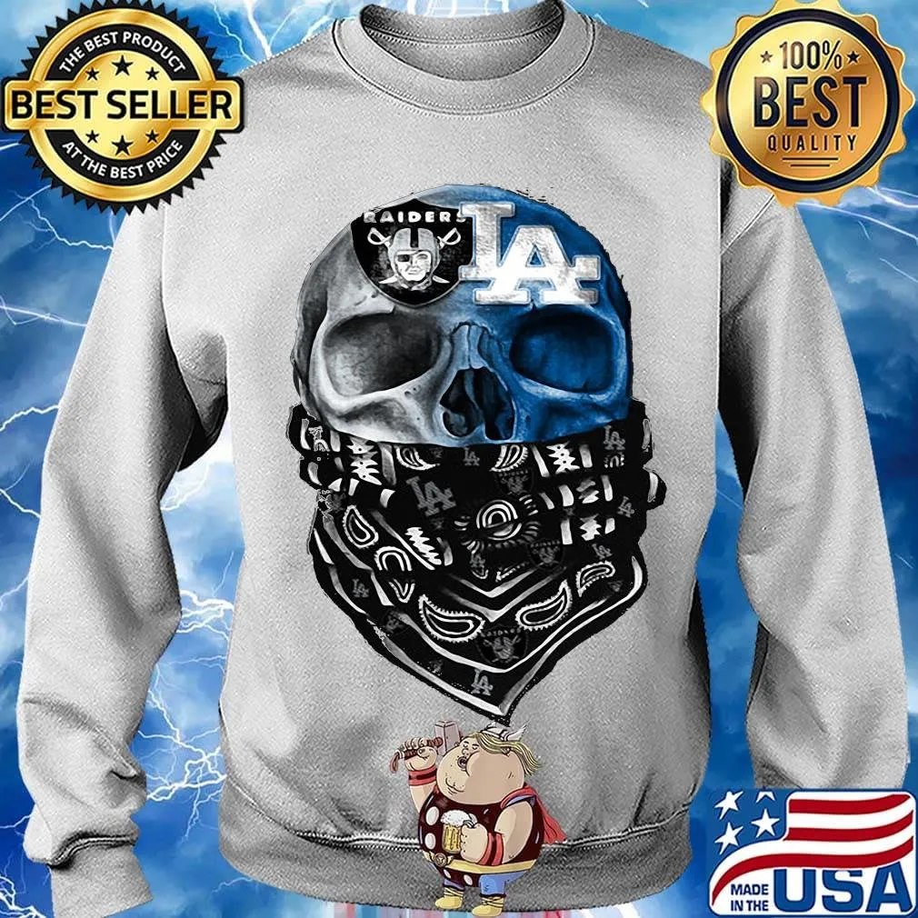 Skull wear mask los angeles raiders and los angeles dodgers s Sweater