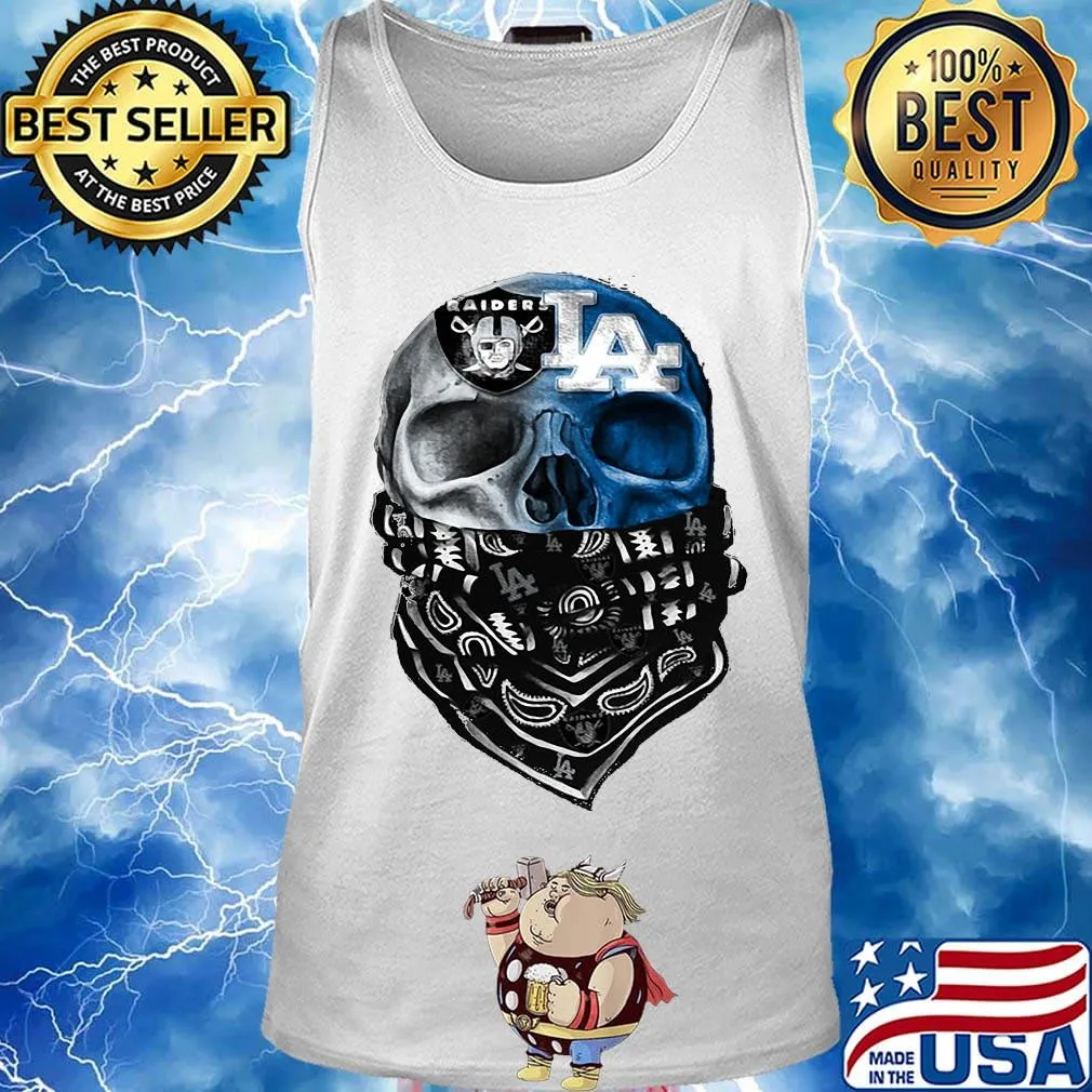 Skull wear mask los angeles raiders and los angeles dodgers s Tank top