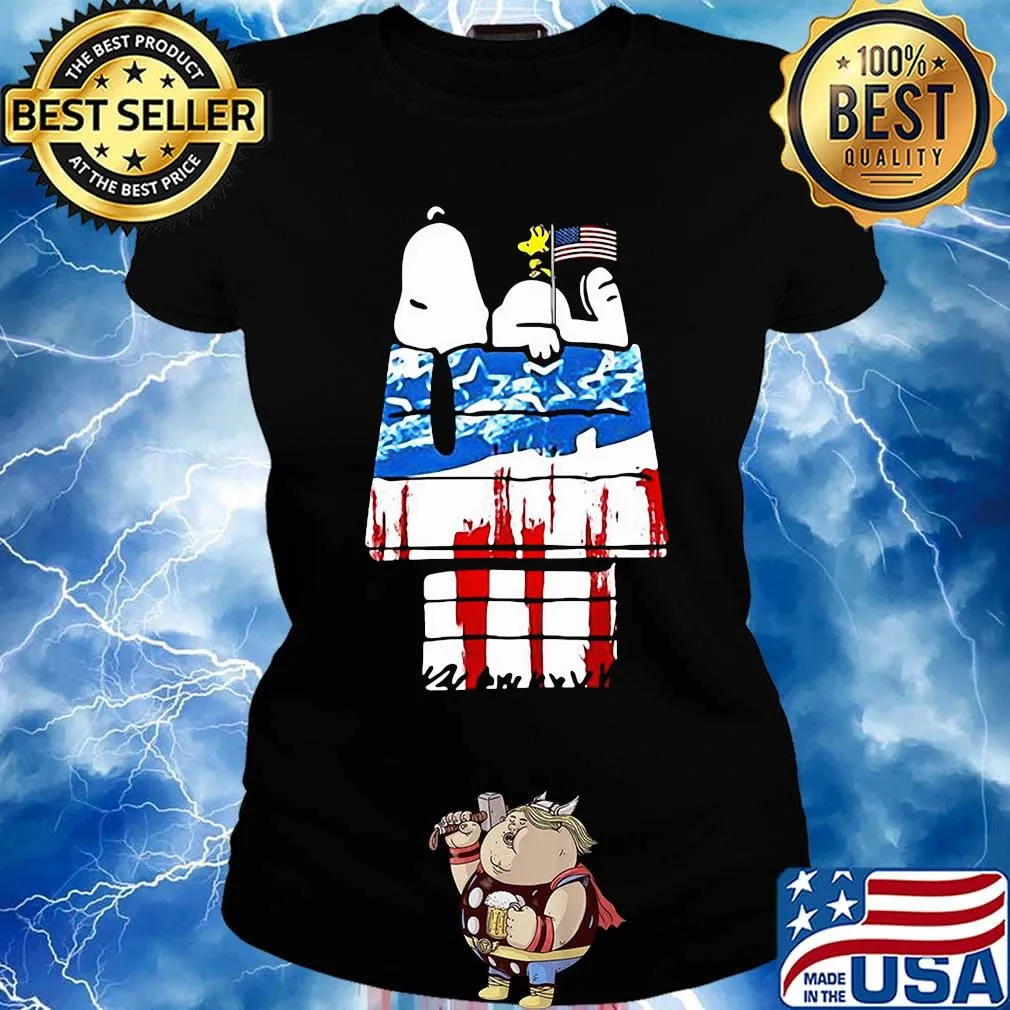 Snoopy and woodstock home america 4th july independence day s Ladies tee