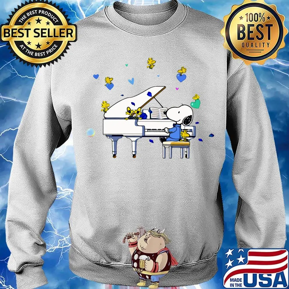Snoopy and woodstock playing piano hearts s Sweater