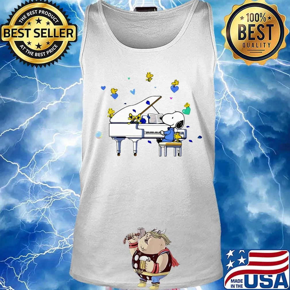 Snoopy and woodstock playing piano hearts s Tank top