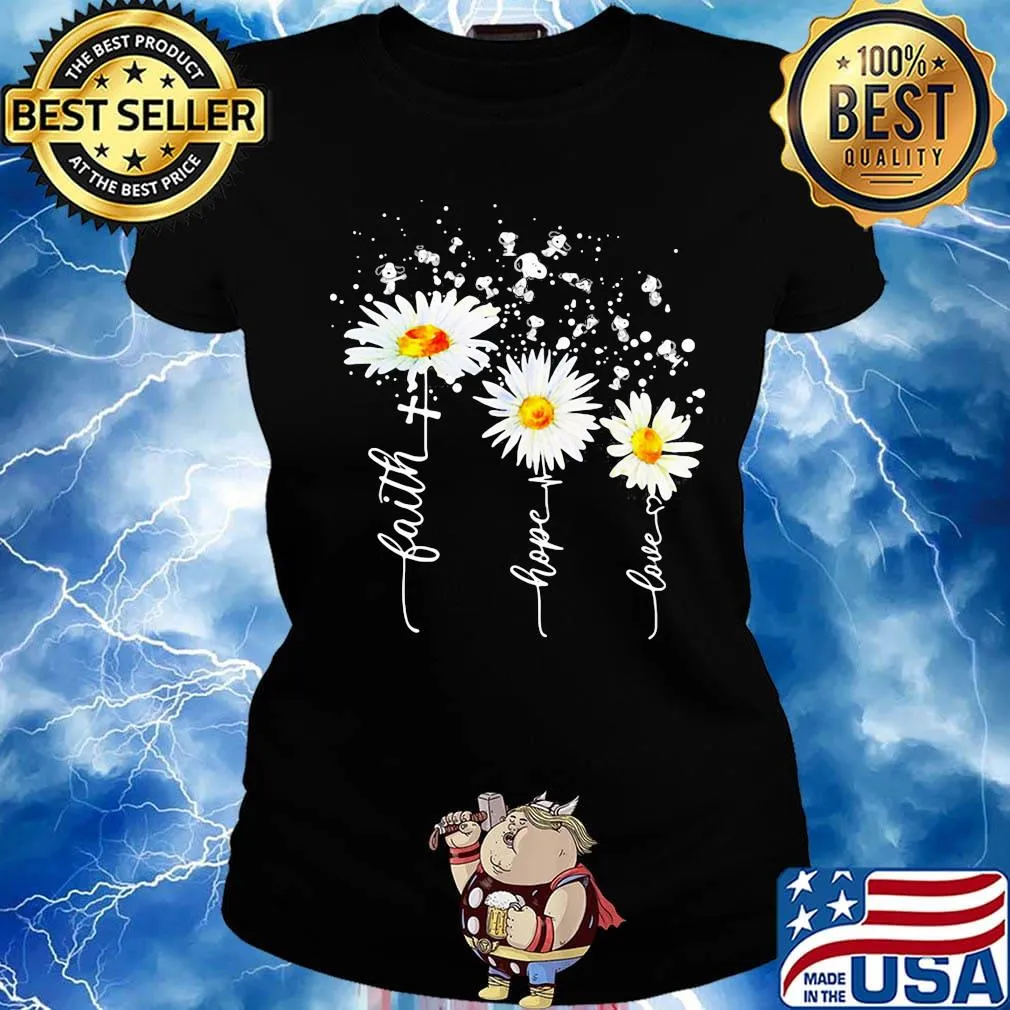 Snoopy flower faith hope love heartbeat s Ladies tee