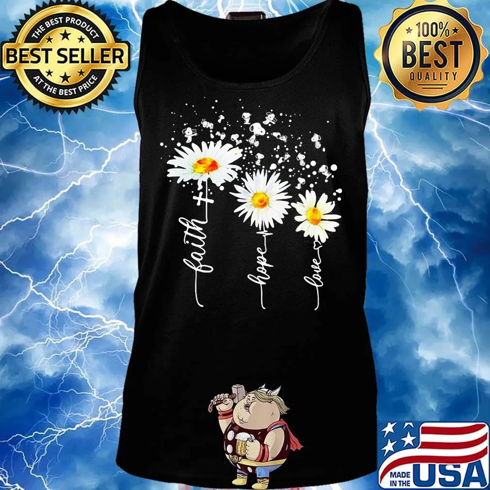 Snoopy flower faith hope love heartbeat s Tank top