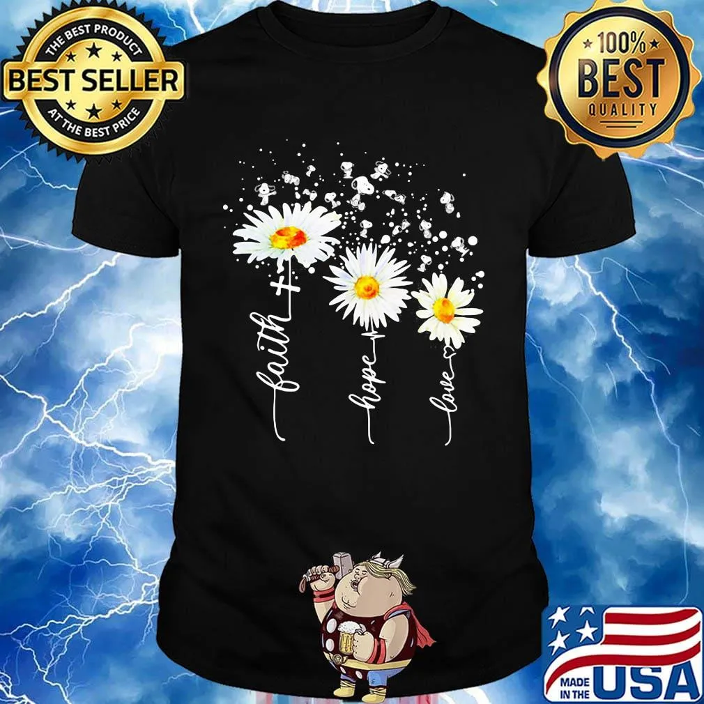 Snoopy flower faith hope love heartbeat shirt