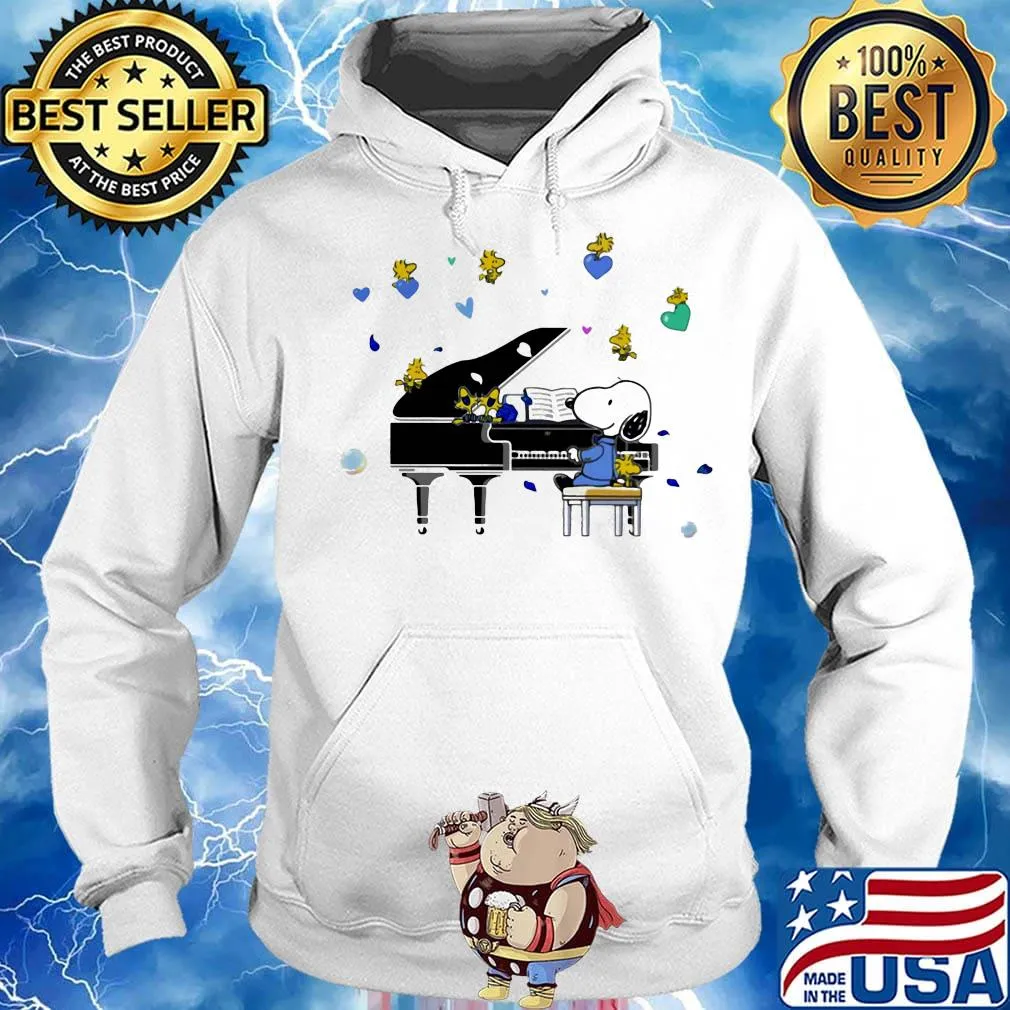 Snoopy playing piano woodstock hearts s Hoodie