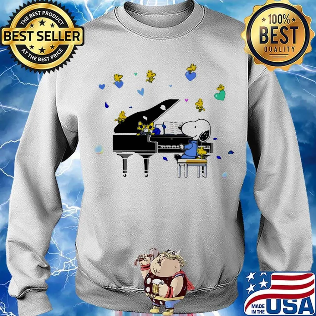 Snoopy playing piano woodstock hearts s Sweater