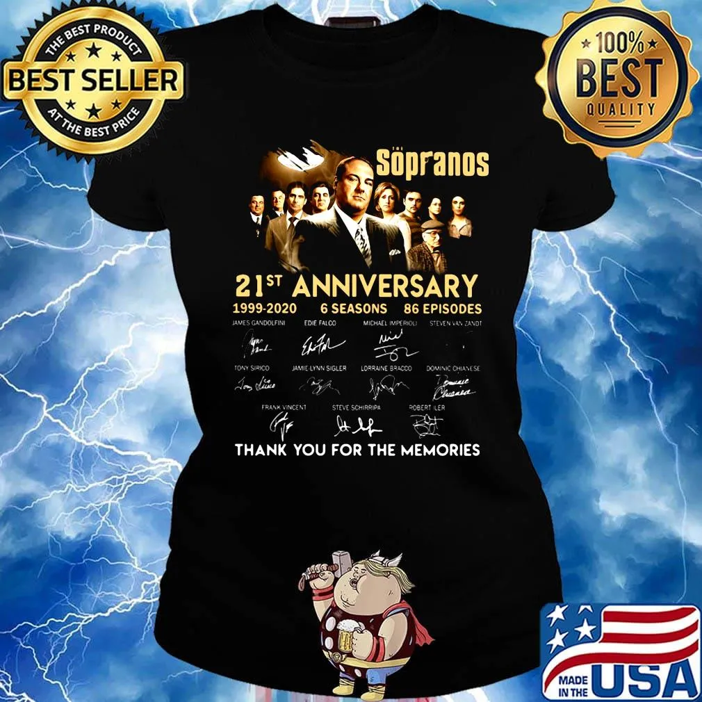 Sopranos 21st anniversary 1999 2020 6 seasons 86 episodes thank you for the memories signatures s Ladies tee
