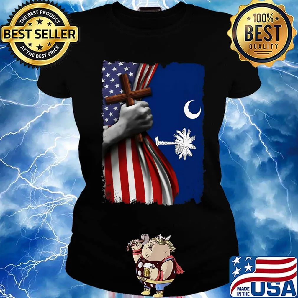 South carolina american flag cross happy independence day s Ladies tee