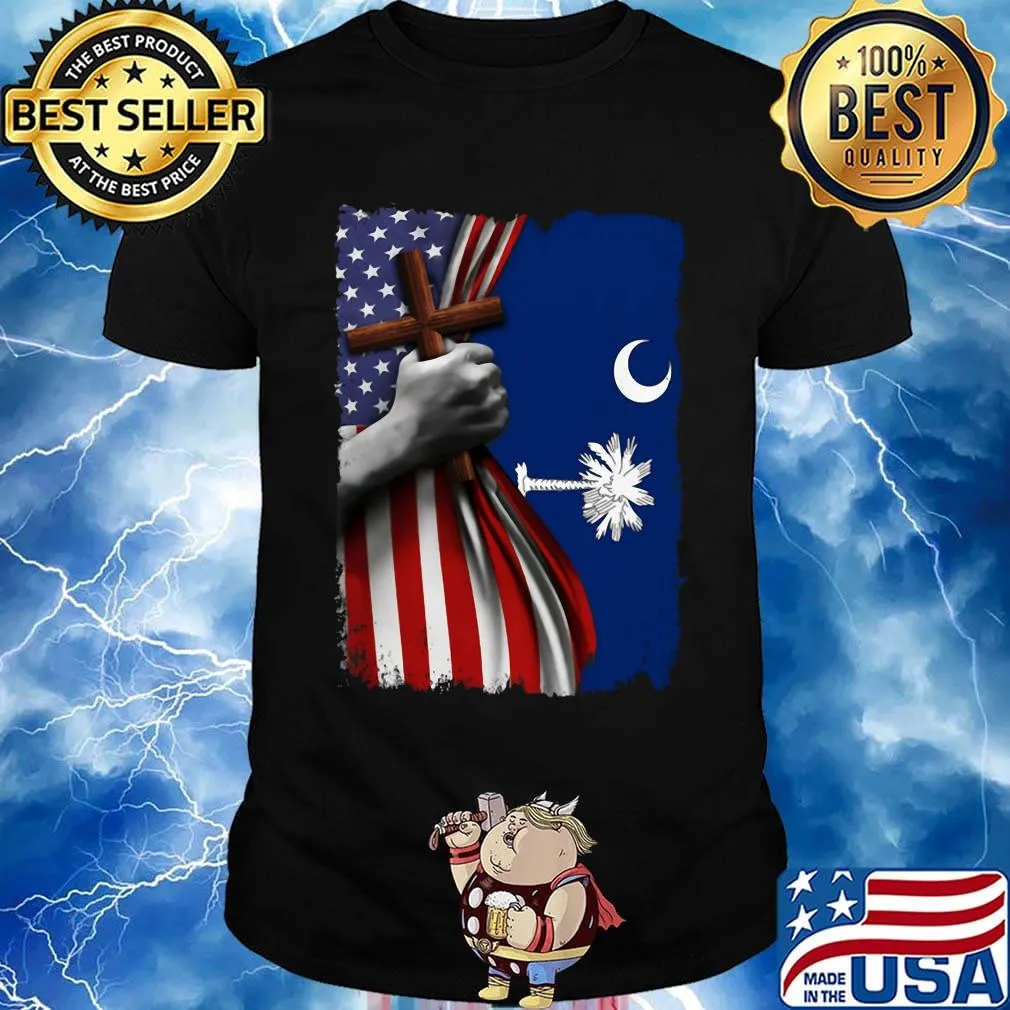 South carolina american flag cross happy independence day shirt