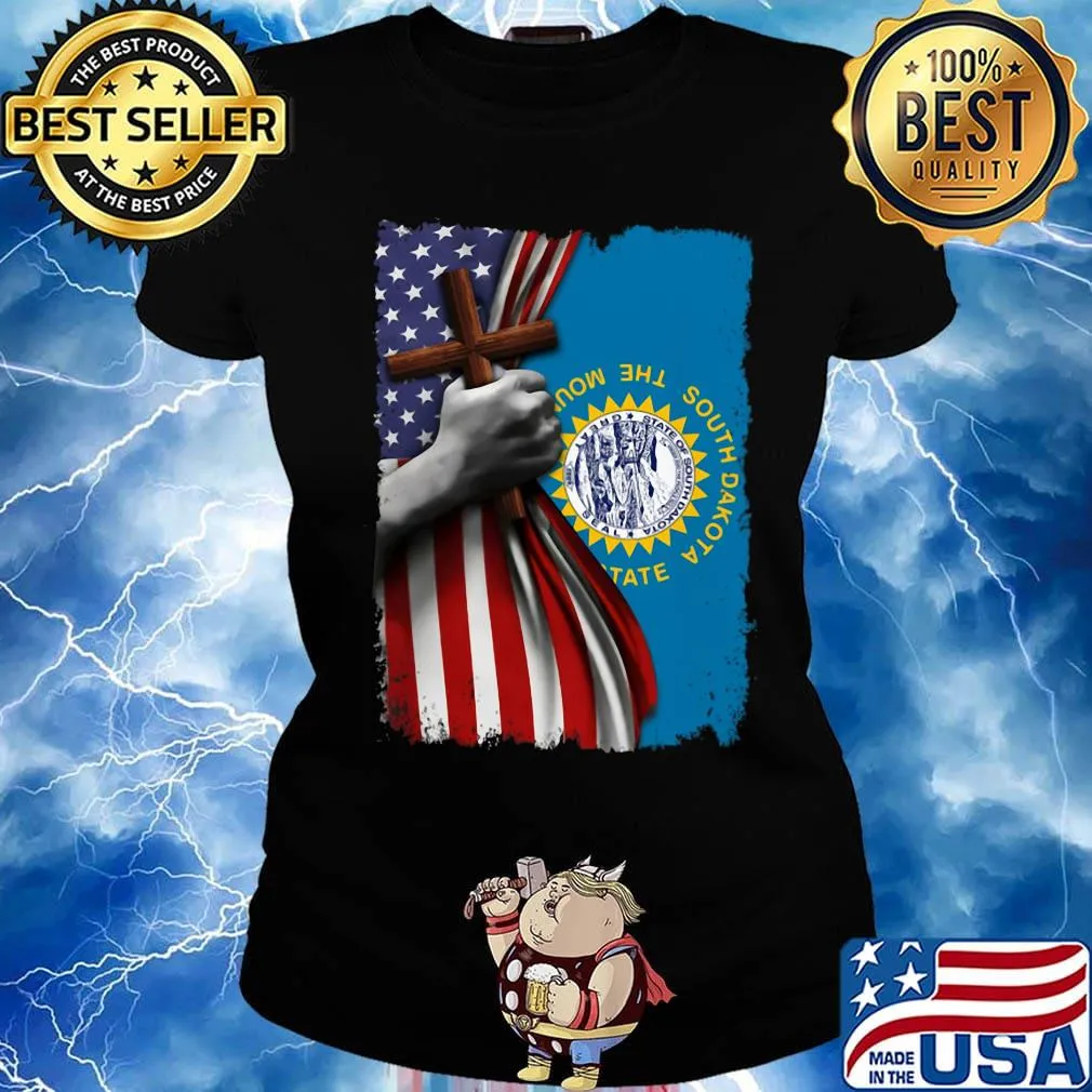 South dakota american flag cross happy independence day s Ladies tee