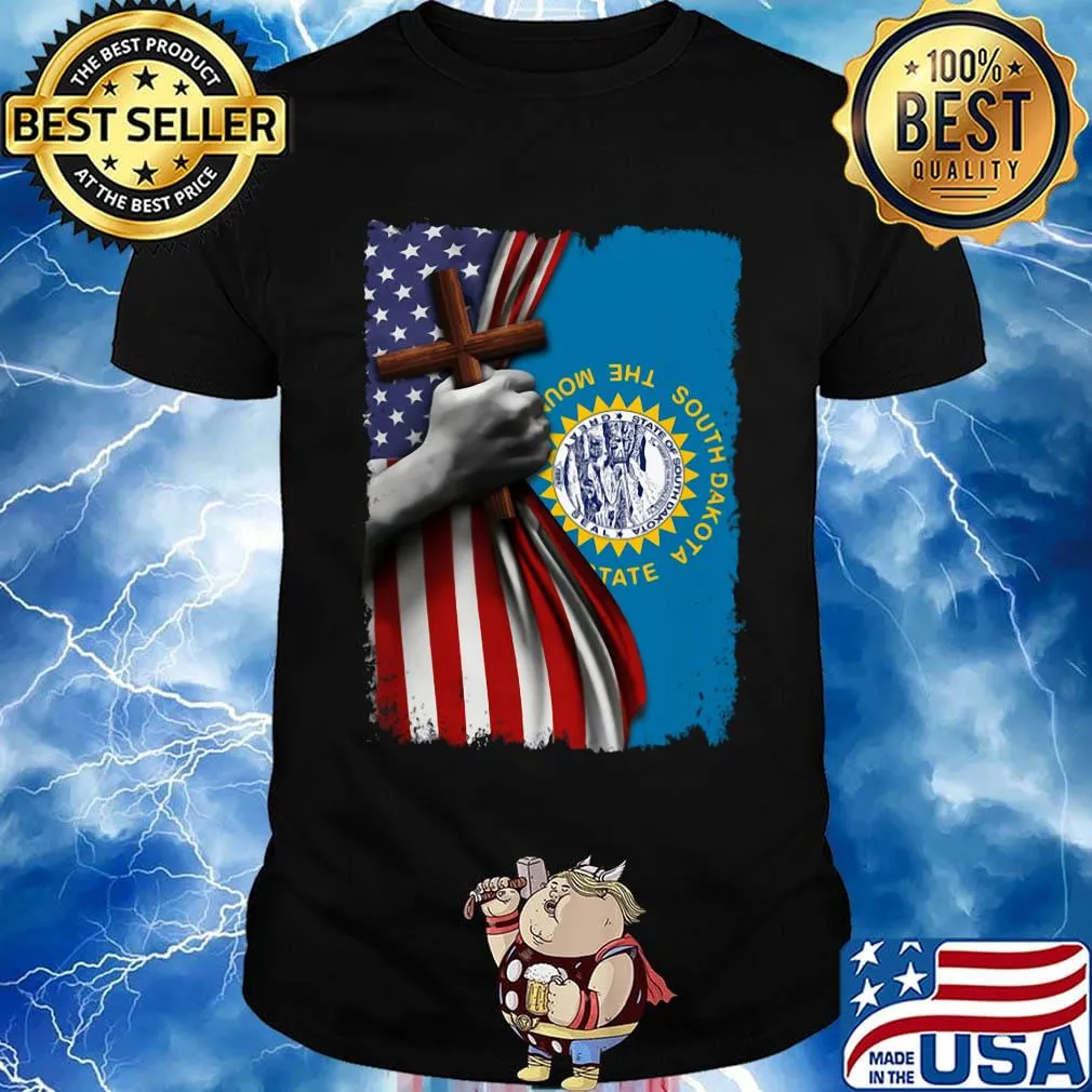 South dakota american flag cross happy independence day shirt