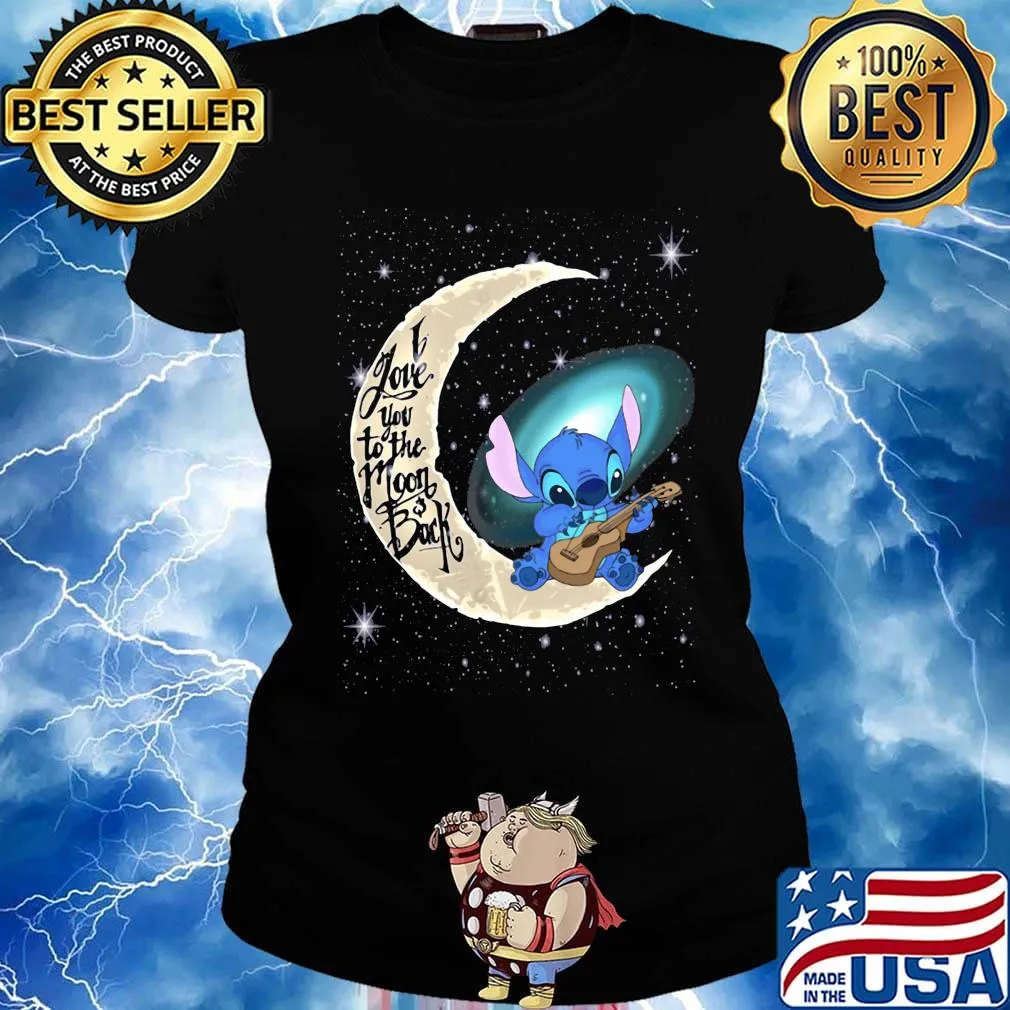 Stitch i love you to the moon back s Ladies tee