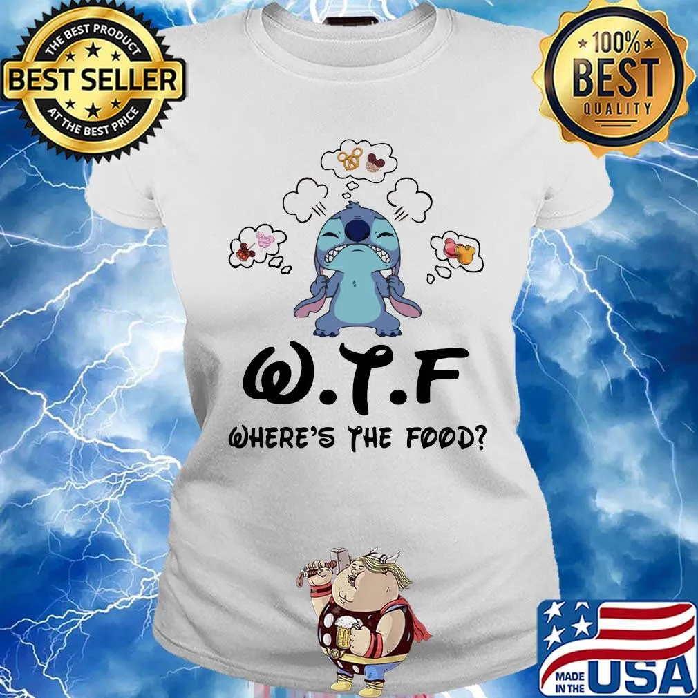 Stitch wtf where's the food white s Ladies tee