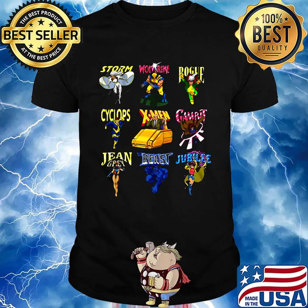 Storm worrine rogue cyclops x men gambit jean grey beast jublee shirt