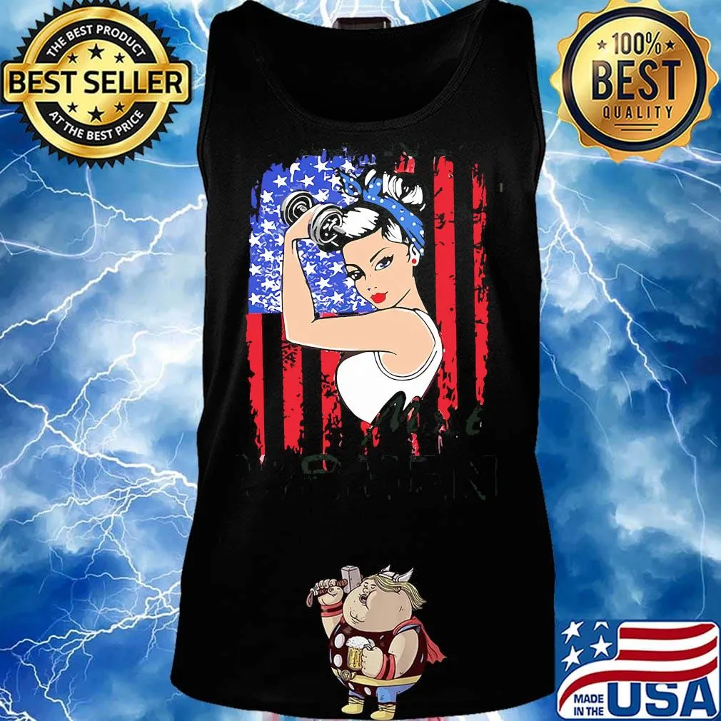 Strong woman wrestling american flag independence day s Tank top