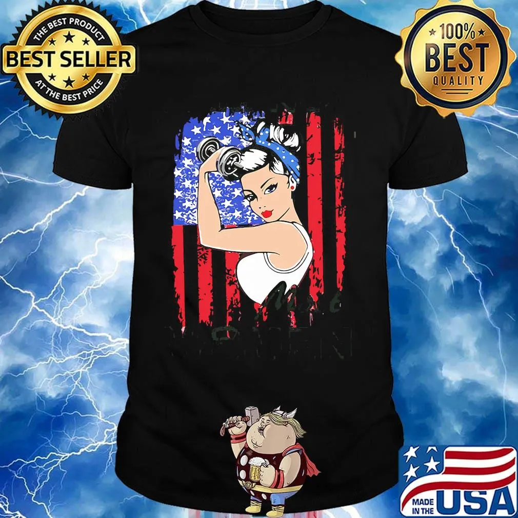 Strong woman wrestling american flag independence day shirt