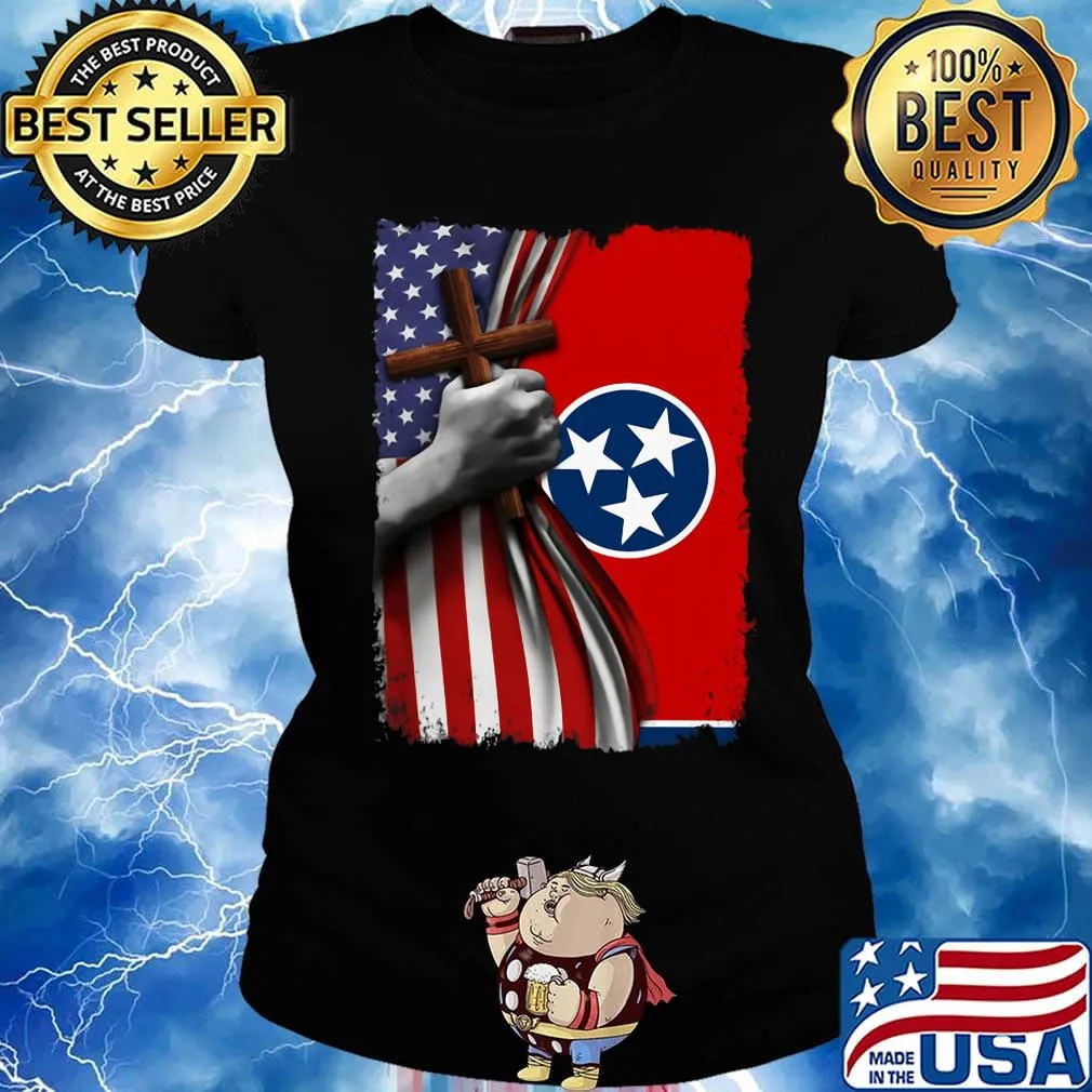 Tennessee american flag cross happy independence day s Ladies tee