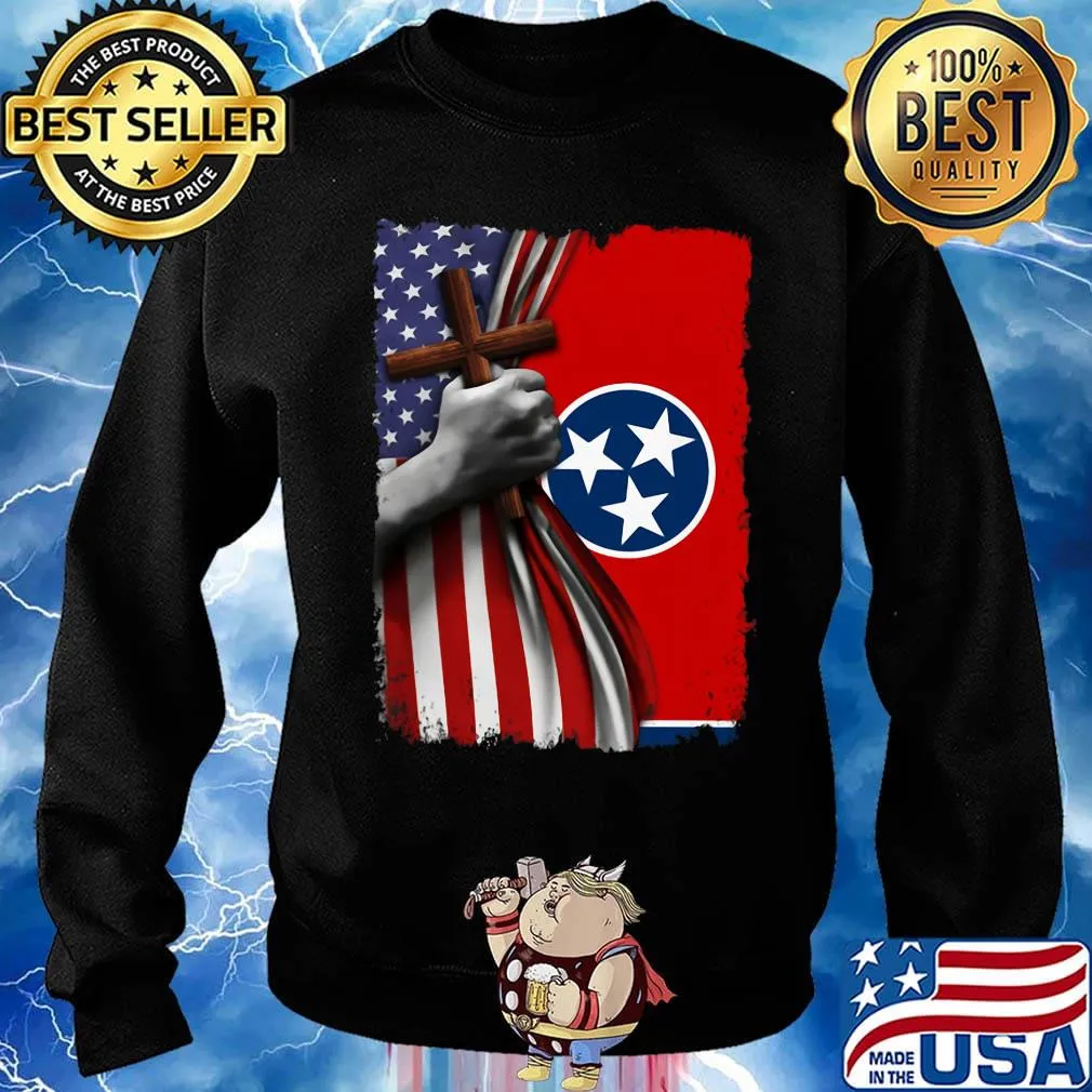 Tennessee american flag cross happy independence day s Sweater