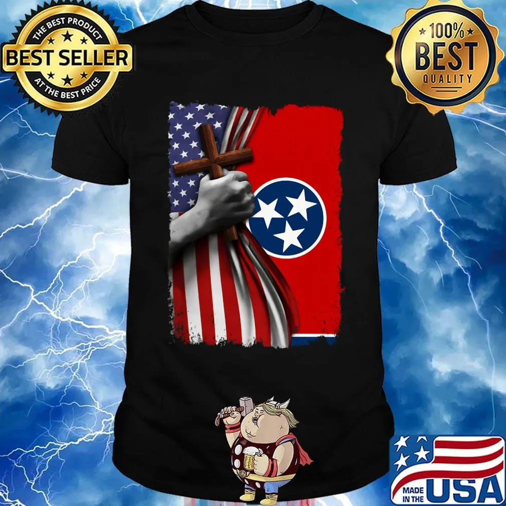 Tennessee american flag cross happy independence day shirt