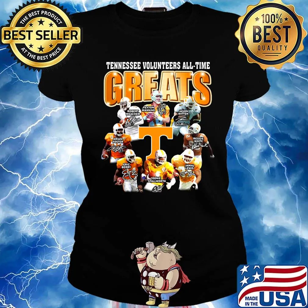 Tennessee volunteers all-time greats football players signatures s Ladies tee