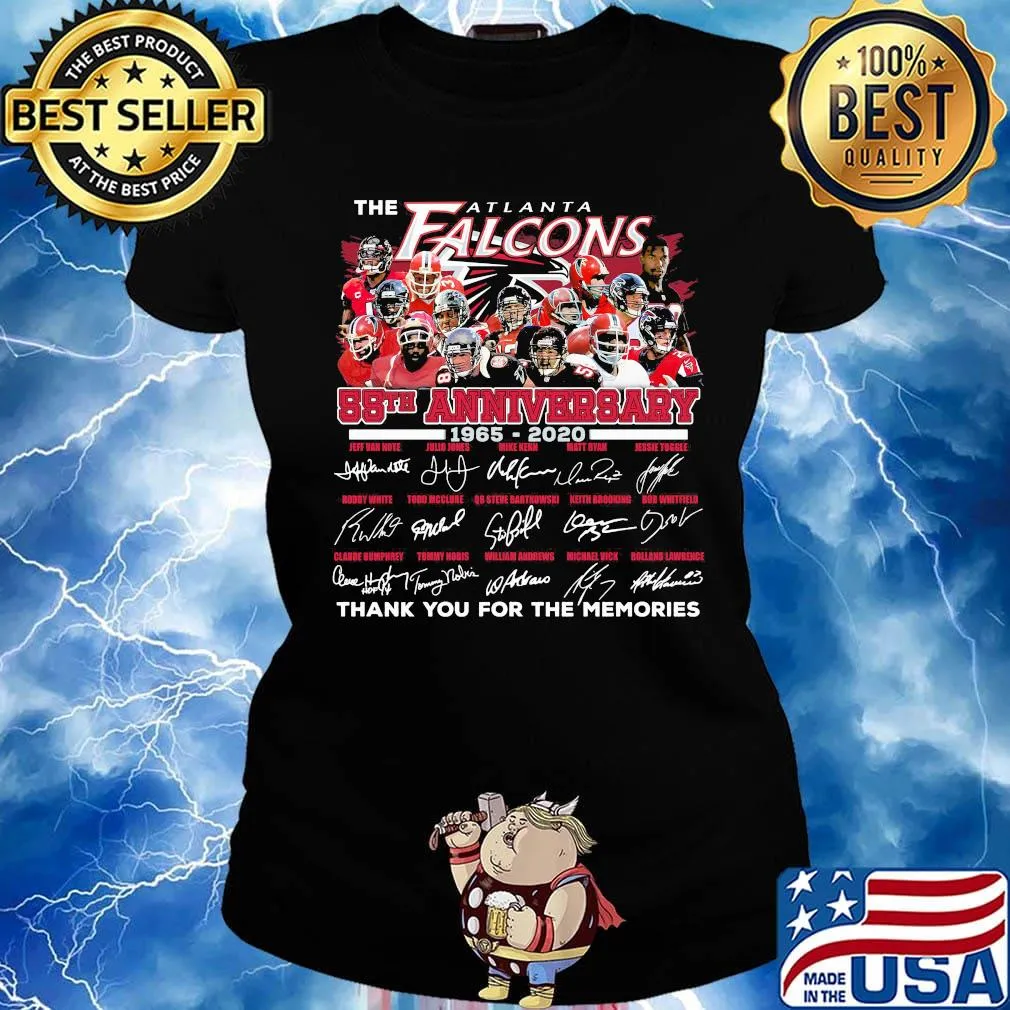 The atlanta falcons 55th anniversary 1965 2020 thank you for the memories signature s Ladies tee