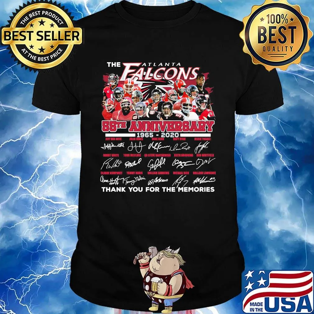 The atlanta falcons 55th anniversary 1965 2020 thank you for the memories signature shirt