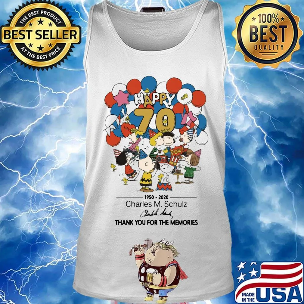 The peanuts happy 70 1950 2020 charles m. Schulz thank you for the memories signature s Tank top