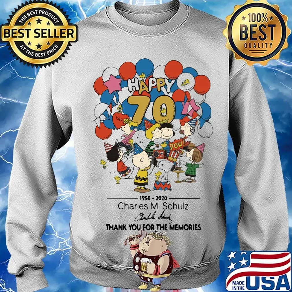 The peanuts happy 70th 1950 2020 charles m. Schulz thank you for the memories signature s Sweater
