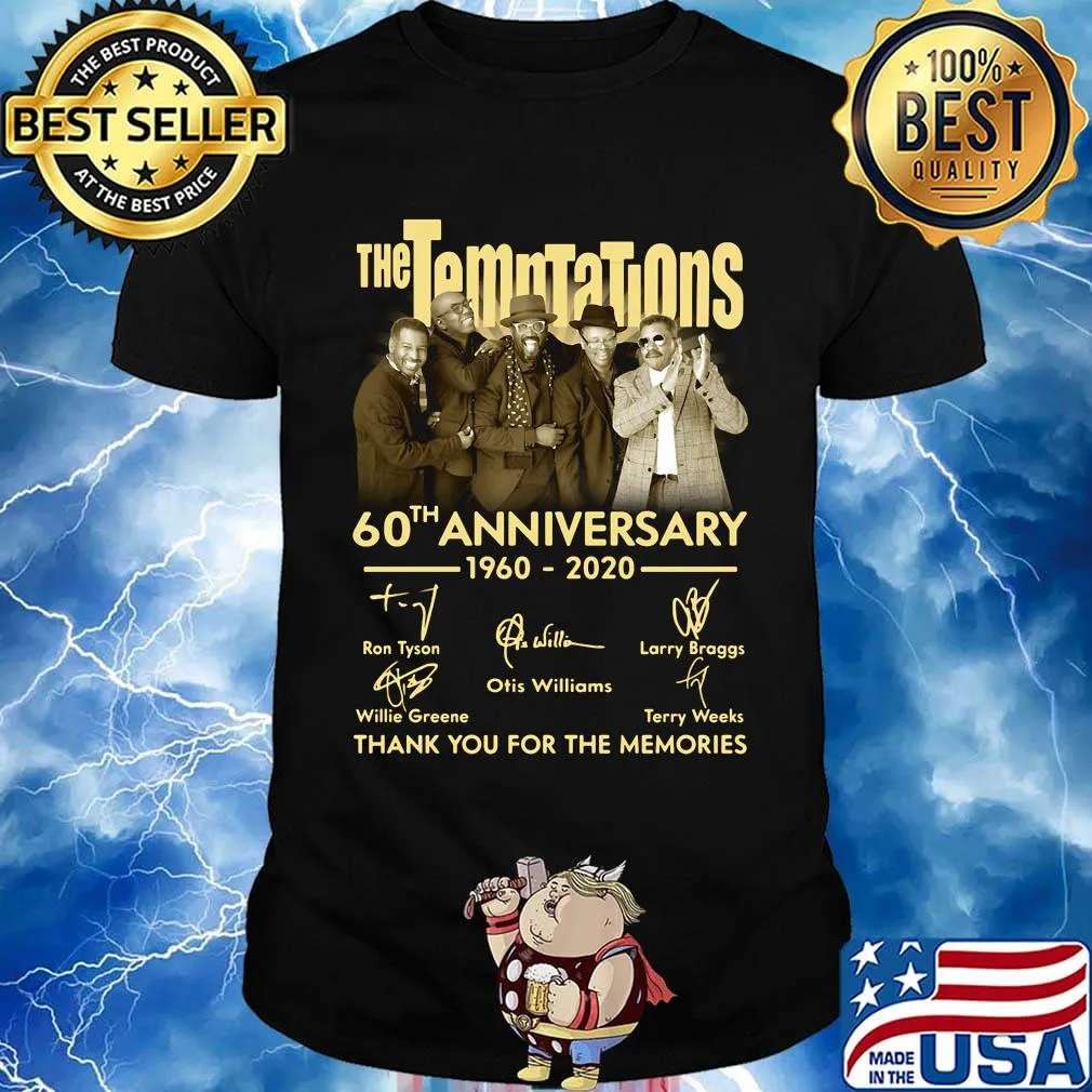The temptations 60th anniversary 1960 2020 thank you for the memories signatures light shirt