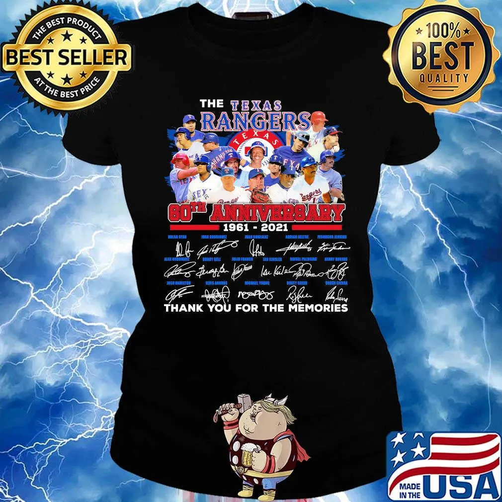 The texas rangers 60th anniversary 1961 2020 thank you for the memories signature s Ladies tee