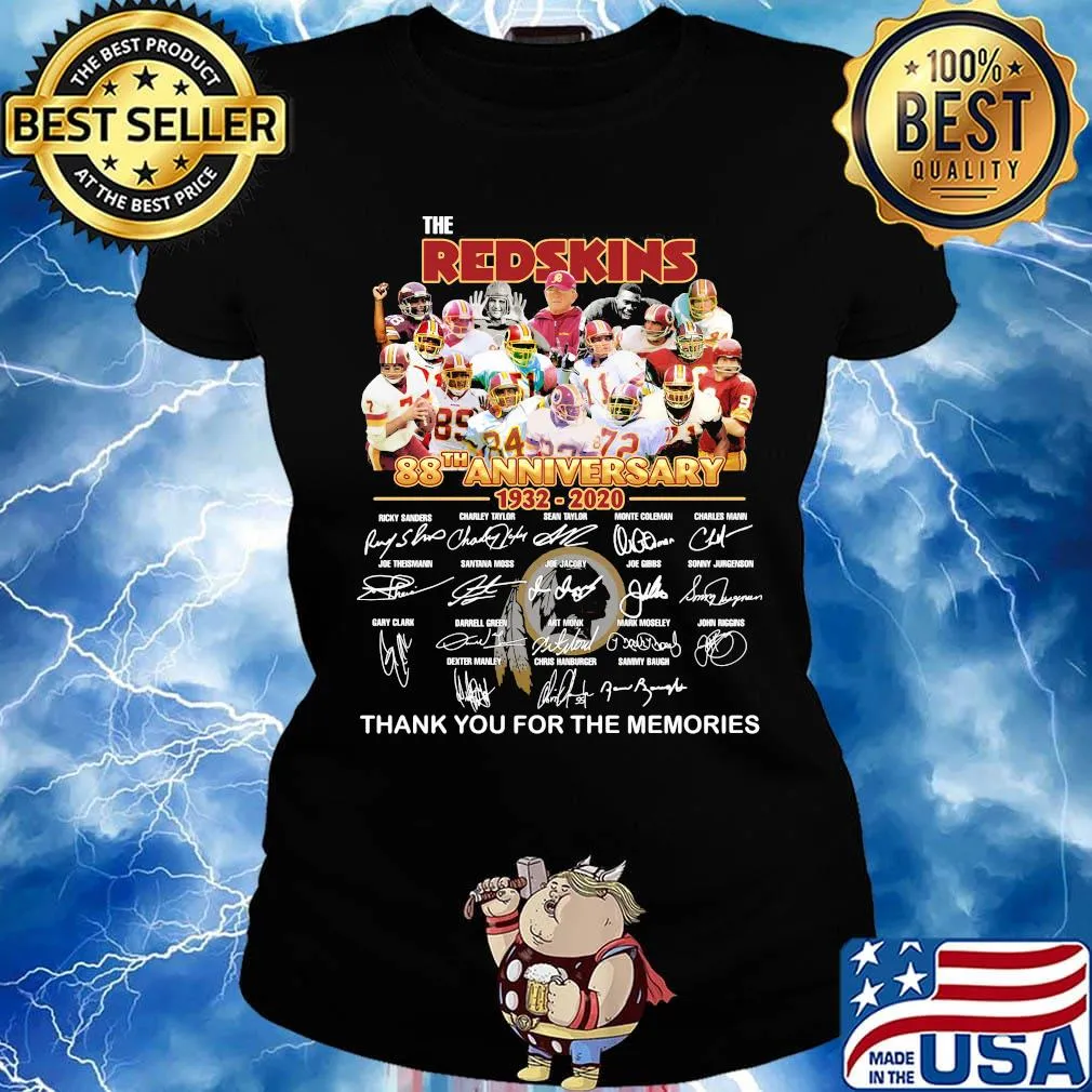 The washington redskins 88th anniversary 1932 2020 thank you for the memories signatures s Ladies tee