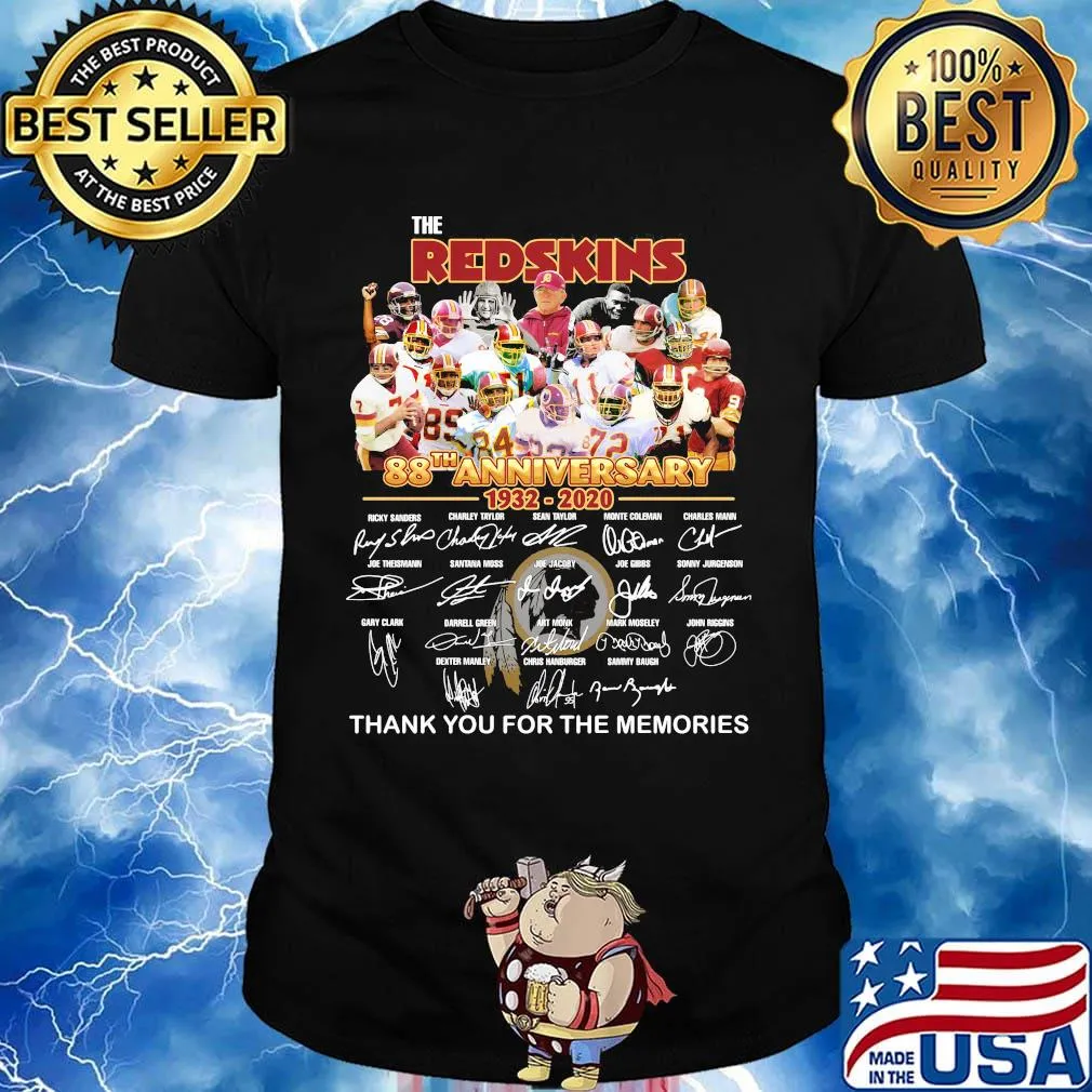 The washington redskins 88th anniversary 1932 2020 thank you for the memories signatures shirt
