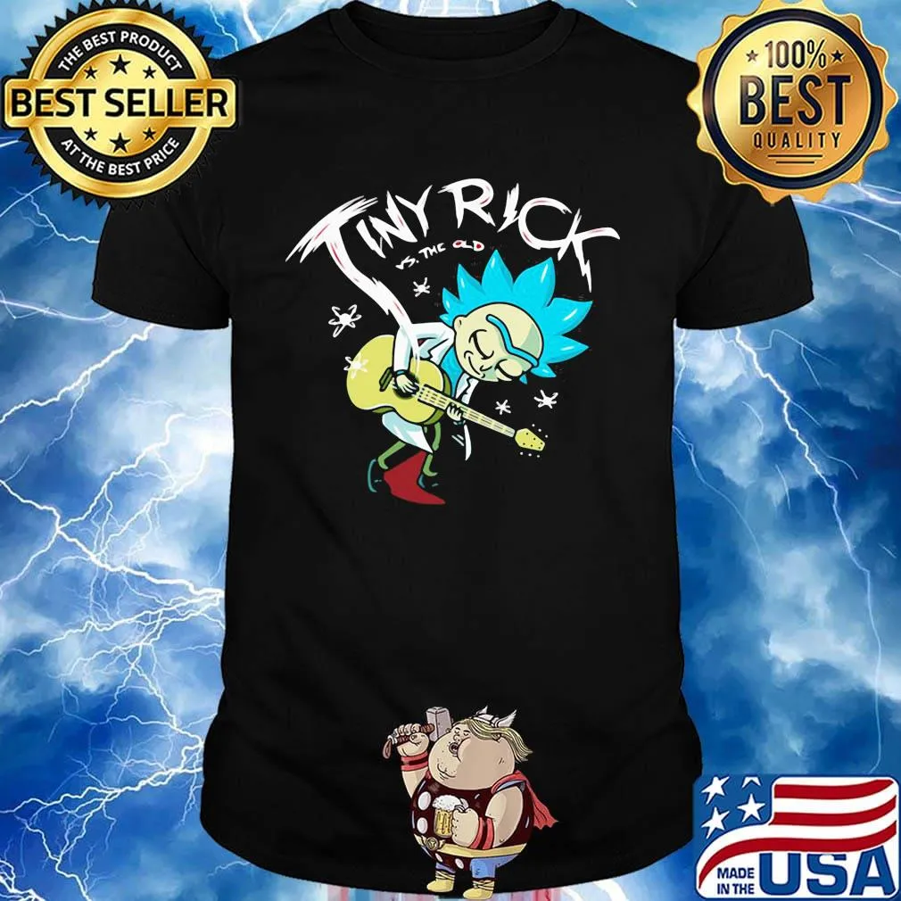 Tiny rick vs the old playing guitar shirt